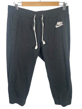 Nike Sportswear Gym Vintage Capri Sweatpants Womens Medium Charcoal Gray Pockets